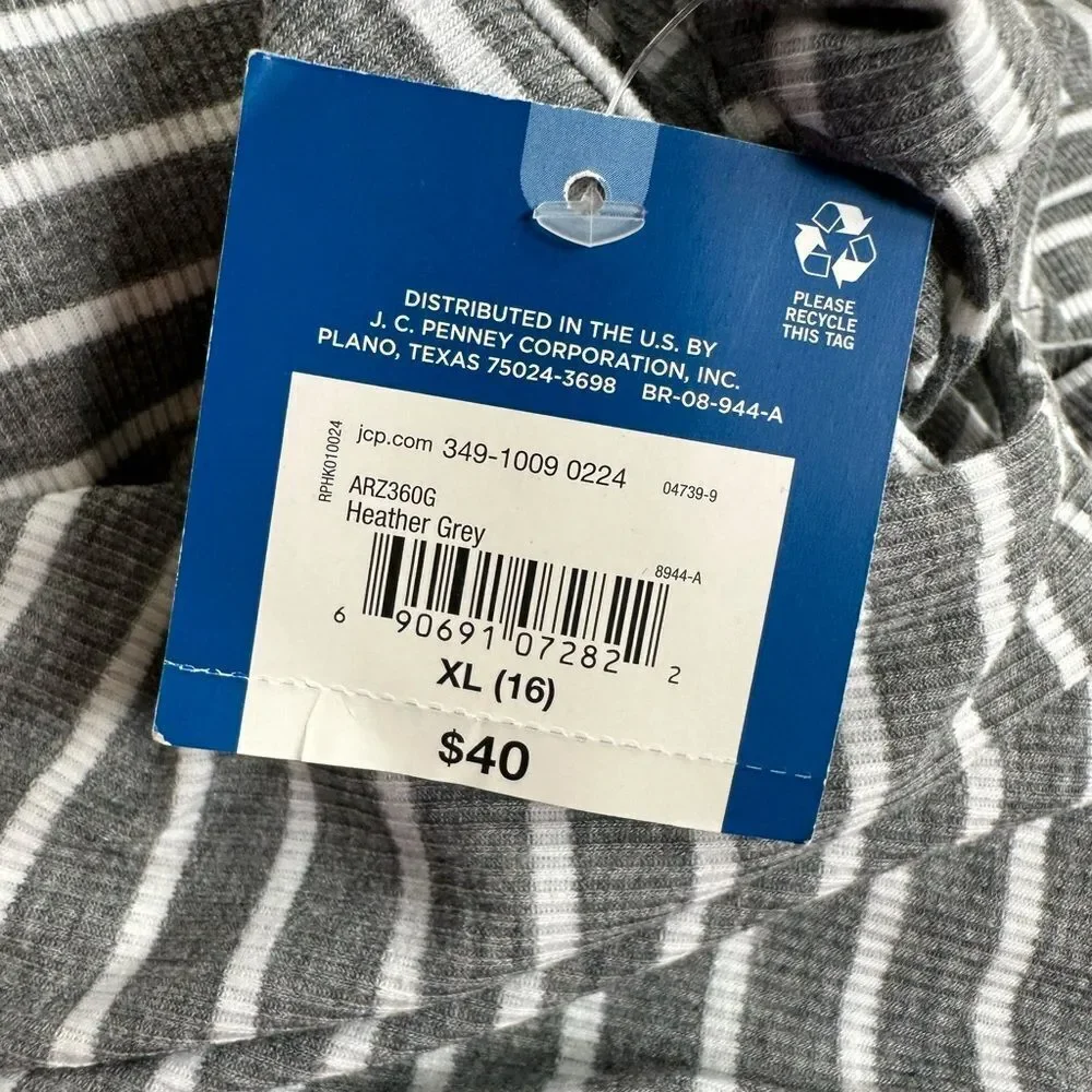NWT Arizona Girls Gray & White Striped Jumpsuit Tie in Back - Size XL/16